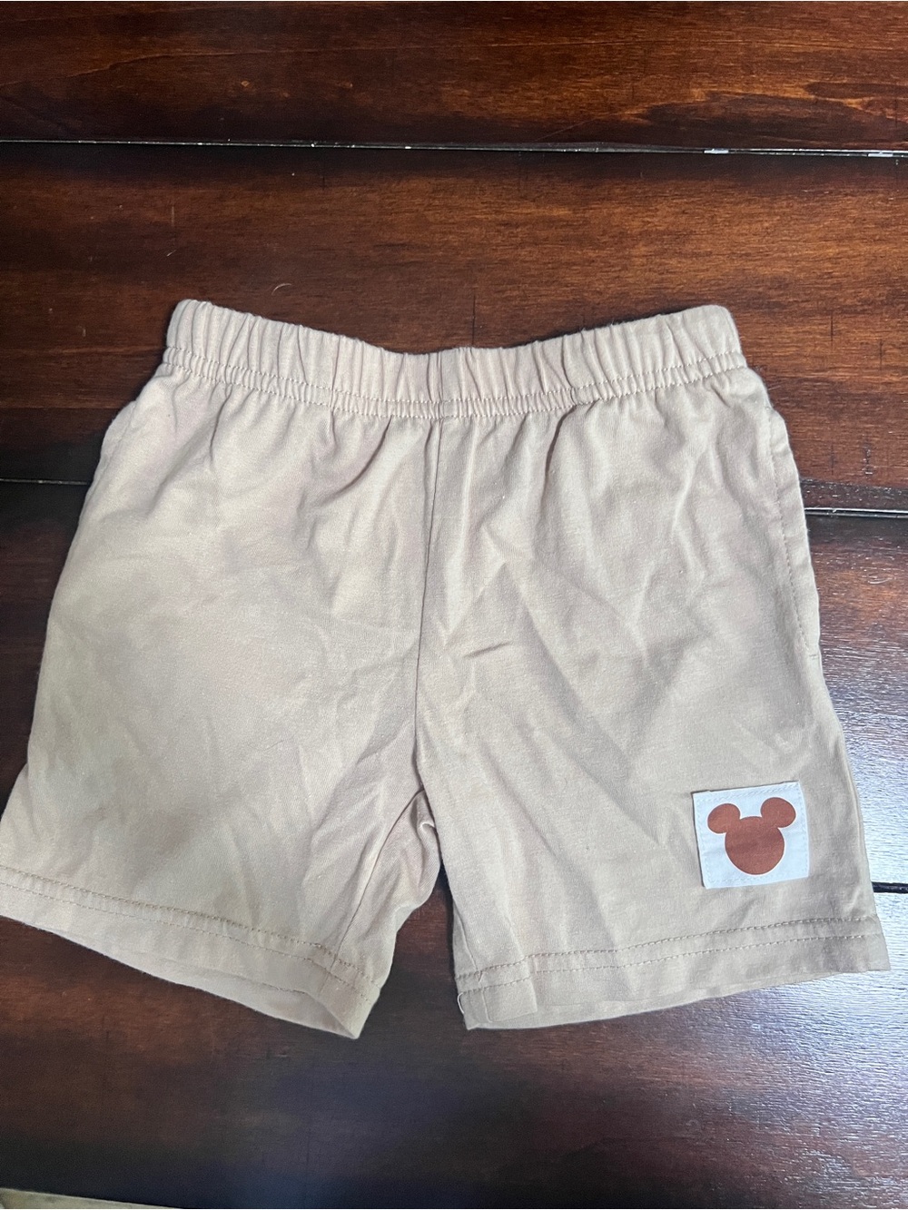 Disney Tan Shorts with Brown Mickey Patch